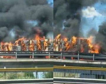 Espectacular incendio de un camión: hay demoras en Panamericana