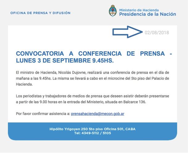 El comunicado de Hacienda con el error