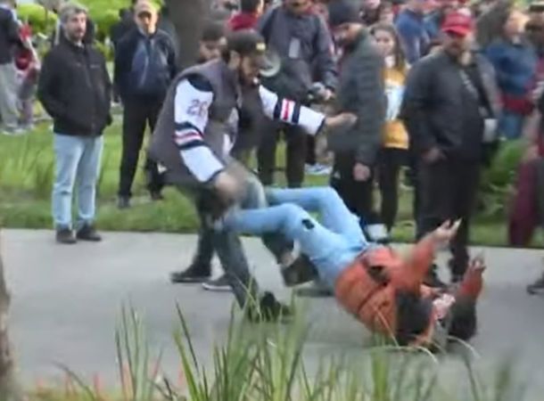 Tensión en la previa al acto de Javier Milei en Villa Crespo: se agarraron a trompadas