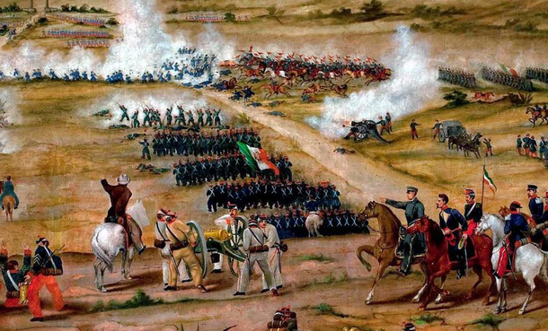 Batalla de Puebla en 1862 donde Ignacio Zaragoza derrota al Ejército Francés.&nbsp;