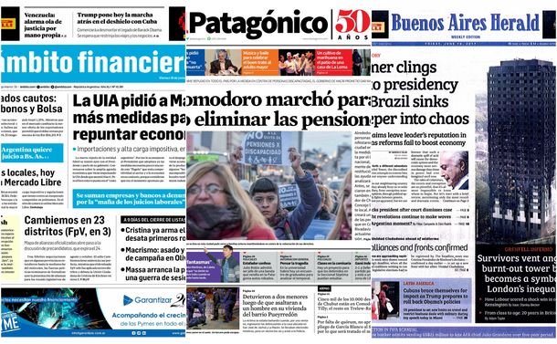 Tapas de diarios del viernes 16 de junio de 2017