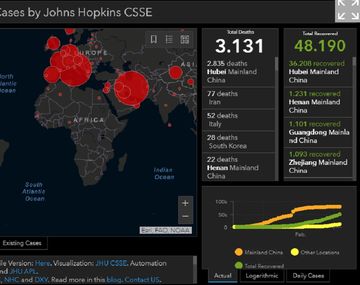 Argentina ya aparece en el mapa mundial del coronavirus