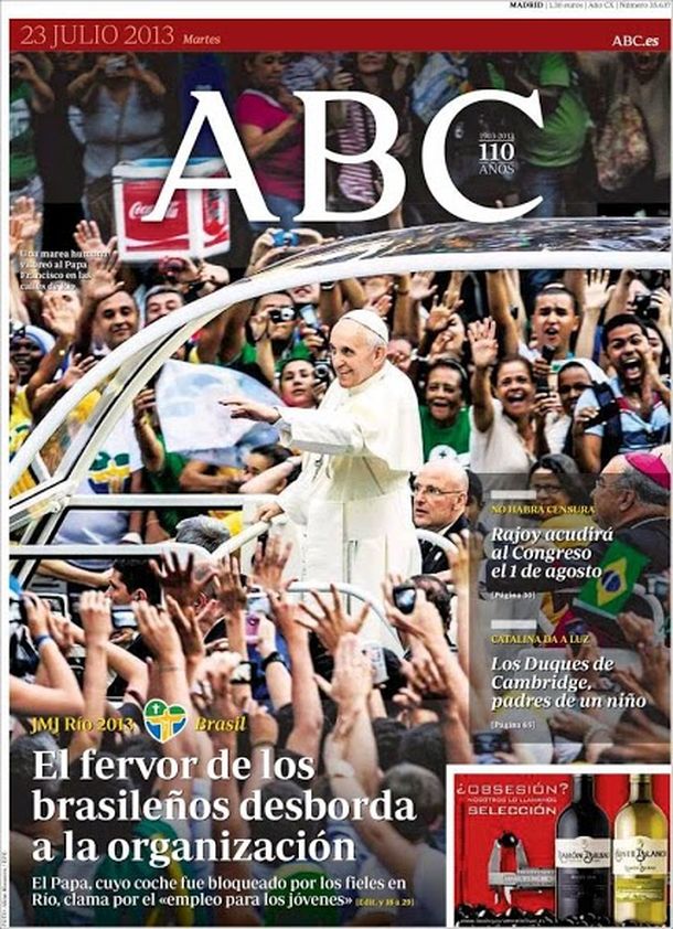 Así vieron los diarios la llegada del papa Francisco a Brasil