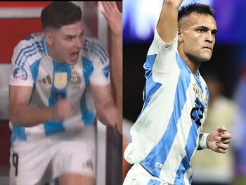 La efusiva reacción de Julián Álvarez al gol de Lautaro ante Chile