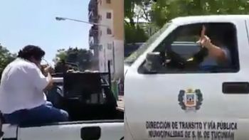 asado movil: trasportan una parrilla encendida en una camioneta municipal asado movil: trasportan una parrilla encendida en una camioneta municipal