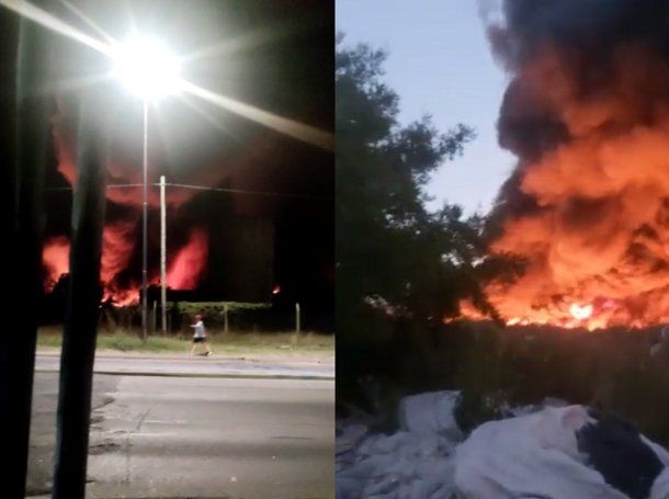 Impresionante incendio en una fábrica textil de La Plata