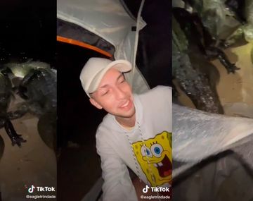 Fue de campamento y se despertó con caimanes alrededor de la carpa