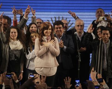 Cristina Kirchner hablando tras las PASO