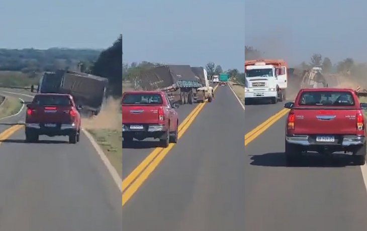 Corrientes: un camión volcó en plena ruta tras zigzaguear varios kilómetros