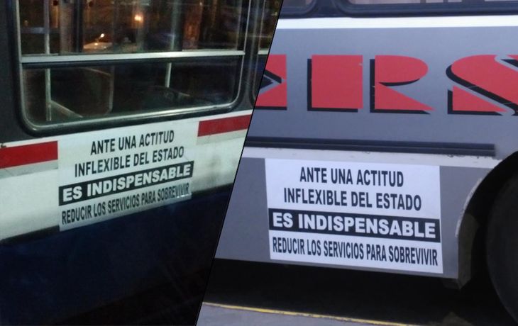 Carteles en los colectivos alertan sobre una reducción de servicios