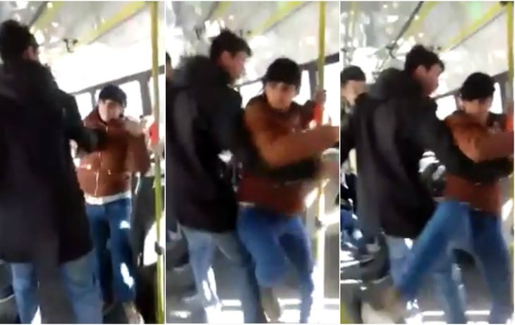 Una joven quiso pegar a una señora que iba en un colectivo