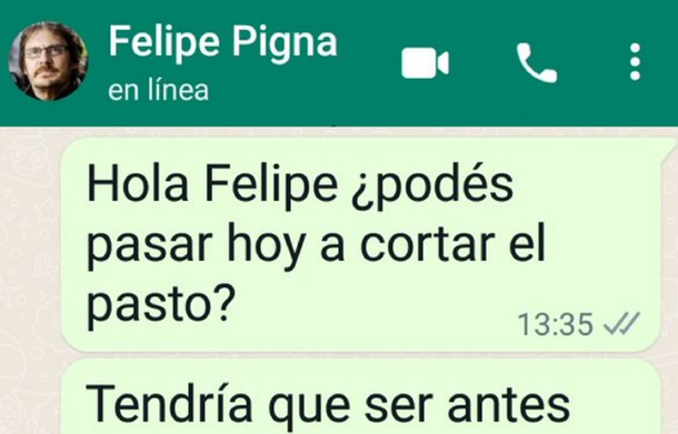 Cómica situación de Patricio Barton y Felipe Pigna en Whatsapp