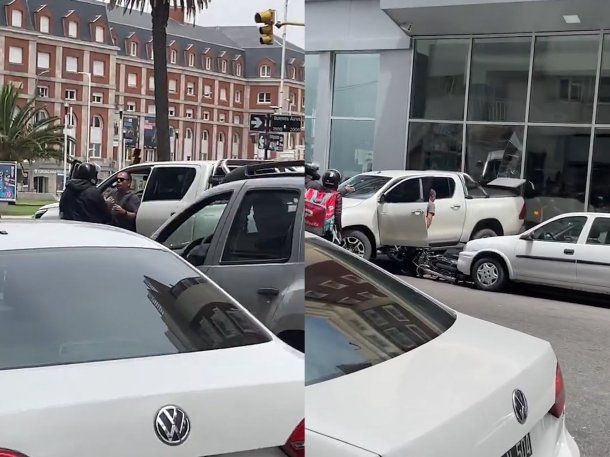 Mar del Plata: se bajó de la camioneta para pelear, no puso el freno y chocó