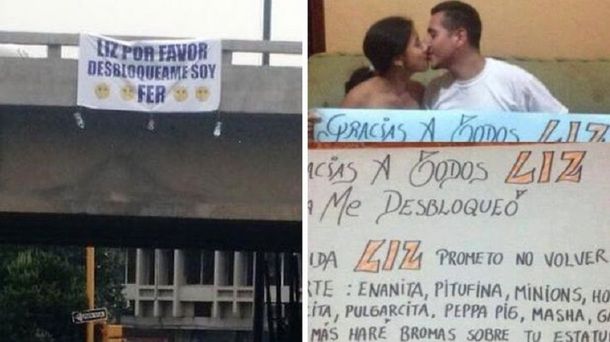 #LizDesbloqueaAFer: le hizo una broma, ella se enojó y le pidió perdón con un cartel