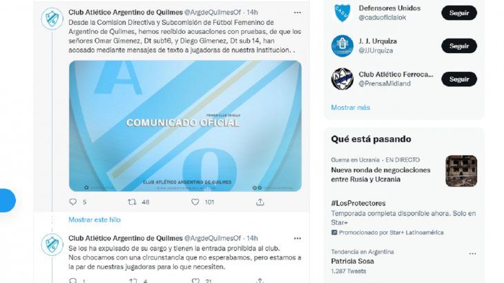 Un club de Quilmes echó a dos DT acusados de abuso sexual
