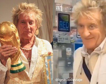Rod Stewart en el país: posó con la Copa y visitó una ferretería