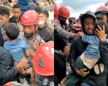 Terremoto en Indonesia: así rescataron a un nene de 6 años que estuvo dos días bajo escombros
