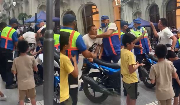 VIDEO: Se resistió al secuestro de su moto y se agarró a trompadas con los agentes de tránsito