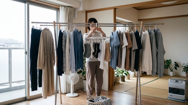 El método japonés para tender la ropa y que se seque rápido cuando hay lluvias o está nublado