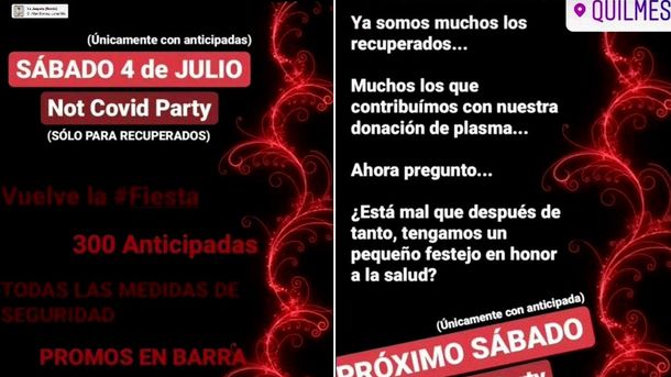 Not Covid Party: convocan a una fiesta sólo para personas recuperadas de coronavirus en Quilmes