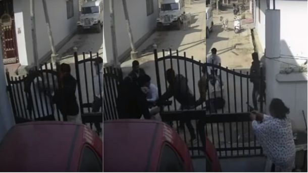 VIDEO: Una patota lo atacó en la puerta de su casa y la mujer lo salvó a los tiros