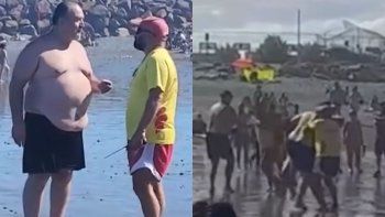 video: violenta agresion de un turista a un guardavidas en una playa de chubut