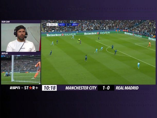 Comentarista lujo: las reacciones del Kun Agüero a la semifinal entre Manchester City y Real Madrid