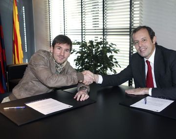 Lionel Messi y Sandro Rosell