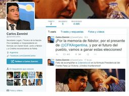 Las dos cuentas de Zannini en Twitter son falsas