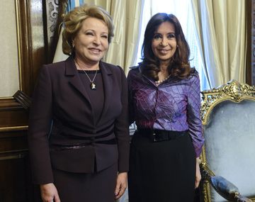 Cristina se reunió con la presidenta del Senado ruso en Casa de Gobierno
