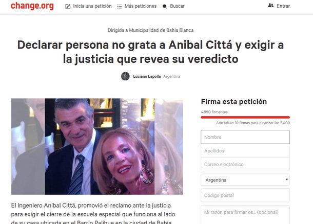 Juntan firmas contra la pareja que quiere cerrar una escuela especial en Bahía Blanca