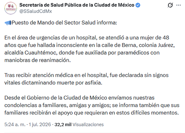 La Secretaría de Salud Pública de la Ciudad de México confirmó la tercera muerte La Secretaría de Salud Pública de la Ciudad de México confirmó la tercera muerte