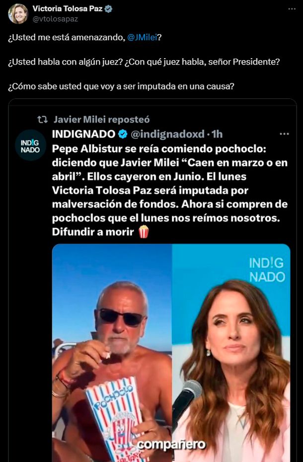 El mensaje de Victoria Tolosa Paz al presidente Javier Milei El mensaje de Victoria Tolosa Paz al presidente Javier Milei