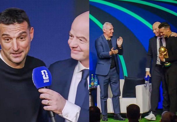 Lionel Scaloni junto a Gianni Infantino.