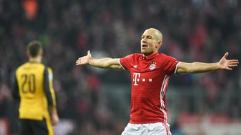 La celebración de Arjen Robben ante Arsenal La celebración de Arjen Robben ante Arsenal