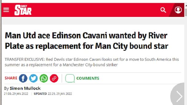 Edinson Cavani jugará en River, aseguran medios británicos