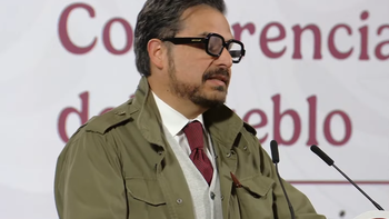 Zoé Robledo en la Mañanera de este martes. Zoé Robledo en la Mañanera de este martes.