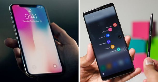 Comparativa entre el iPhone X y el Samsung Galaxy Note 8