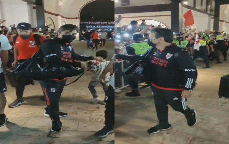 El tierno gesto de Gallardo con un nene en su llegada a Tucumán