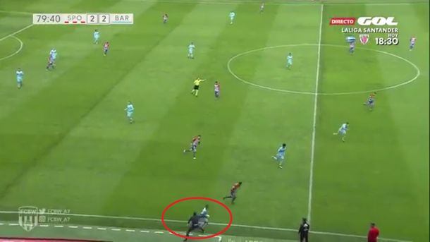 Baraja le pegó una patada a un jugador del Barcelona B para evitar un contragolpe