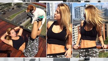 ¿su mascota como pesa? la insolita forma de hacer gimnasia de jesica cirio ¿su mascota como pesa? la insolita forma de hacer gimnasia de jesica cirio