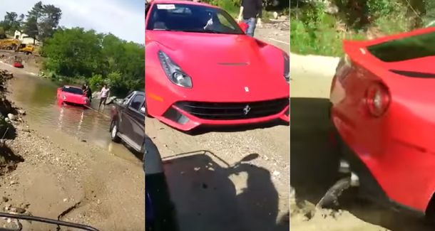 VIDEO: hundió una Ferrari de casi un millón de dólares en un vado en Córdoba