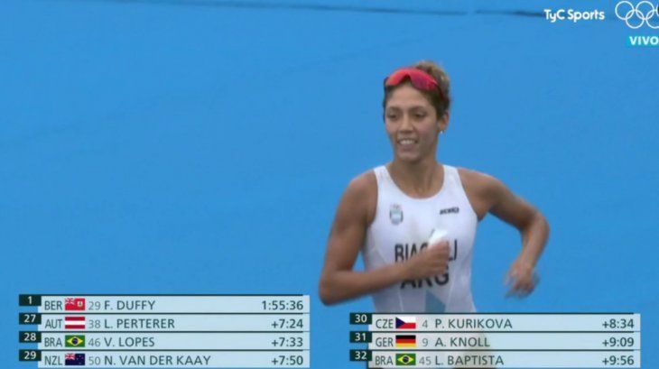 La argentina Biagioli quedó muy lejos en la prueba de triatlón femenino