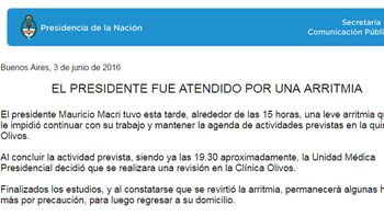 este es el comunicado oficial sobre la salud de mauricio macri este es el comunicado oficial sobre la salud de mauricio macri