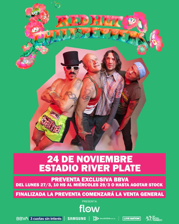 Red Hot Chili Peppers anunció su show en Argentina 2023