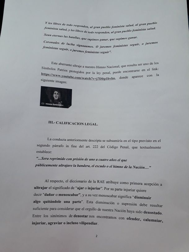 Cambiarle la letra al Himno Nacional Argentino con consignas a favor del aborto no es delito