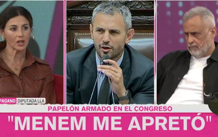 Marcela Pagano en C5N, junto a Jorge Rial.