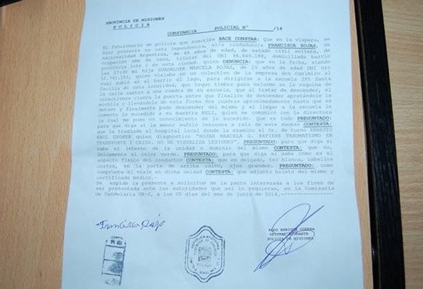 Misiones: una nena quedó colgada del colectivo y fue arrastrada tres cuadras