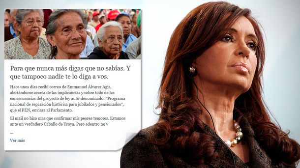 Dura carta de Cristina contra el proyecto de pago a jubilados