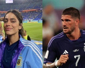 La romántica foto de De Paul con Tini en la concentración argentina